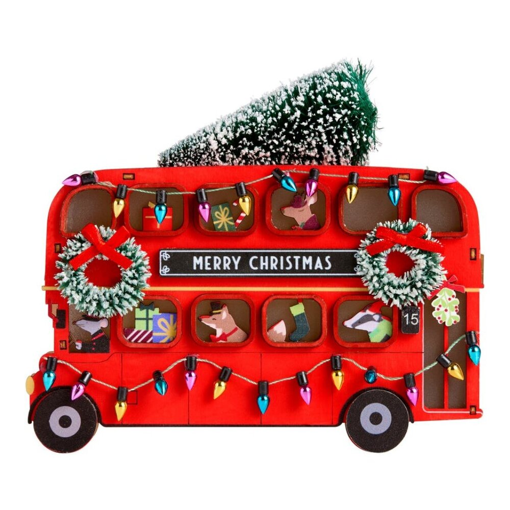 World Market London Christmas Double Decker Bus Decor Laser Cut LED